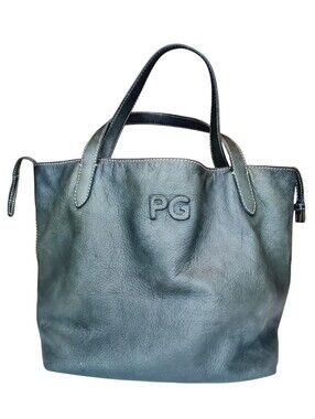 Purificacion Garcia Grained Leather Slouchy Tote Bag – Dark Olive/Grey
